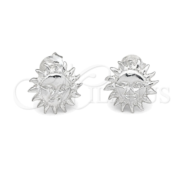 Arete Dormilona 02.392.0019 Plata Rodinada, Diseño de Sol, Pulido, Tono Plateado
