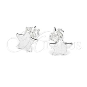 Arete Dormilona 02.392.0020 Plata Rodinada, Diseño de Estrella, Pulido, Tono Plateado