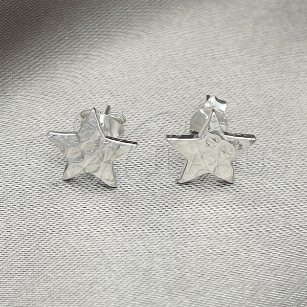 Arete Dormilona 02.392.0021 Plata Rodinada, Diseño de Estrella, Pulido, Tono Plateado
