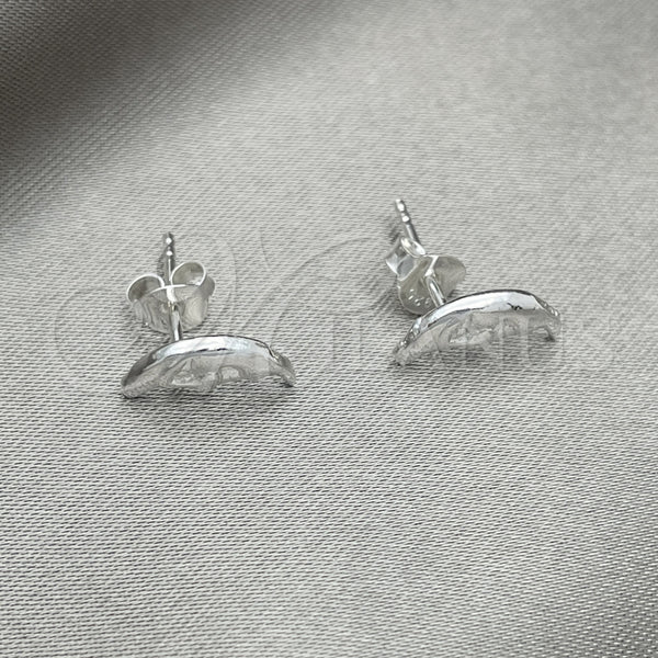 Arete Dormilona 02.392.0024 Plata Rodinada, Diseño de Luna, Pulido, Tono Plateado