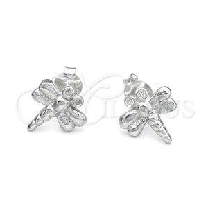 Arete Dormilona 02.392.0025 Plata Rodinada, Diseño de Libélula, Pulido, Tono Plateado