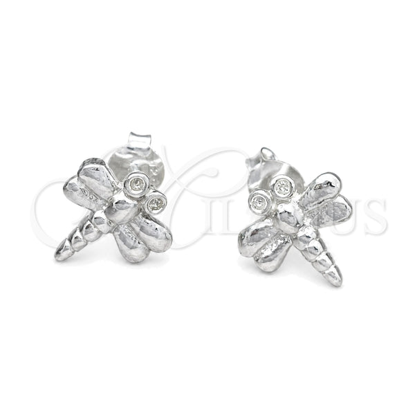 Arete Dormilona 02.392.0025 Plata Rodinada, Diseño de Libélula, Pulido, Tono Plateado