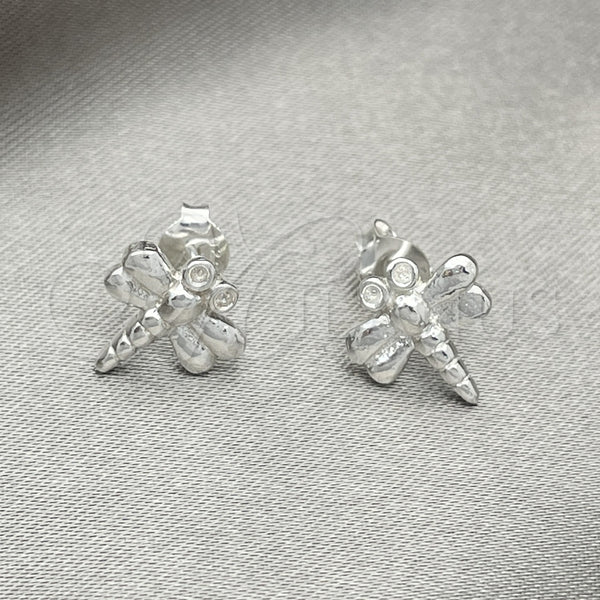 Arete Dormilona 02.392.0025 Plata Rodinada, Diseño de Libélula, Pulido, Tono Plateado