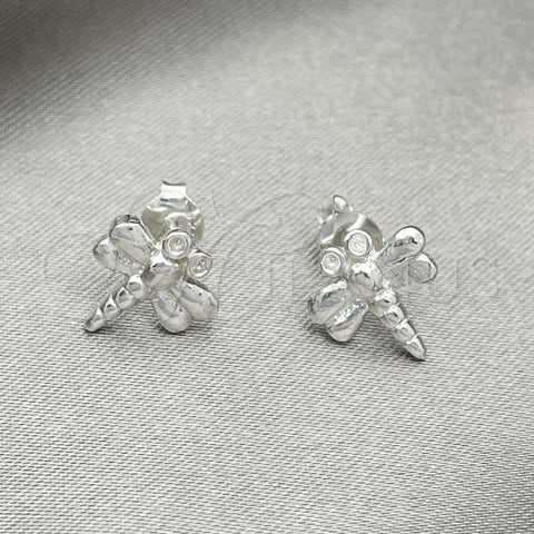 Arete Dormilona 02.392.0025 Plata Rodinada, Diseño de Libélula, Pulido, Tono Plateado