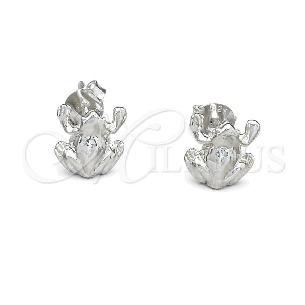 Arete Dormilona 02.392.0027 Plata Rodinada, Diseño de Rana, Pulido, Tono Plateado