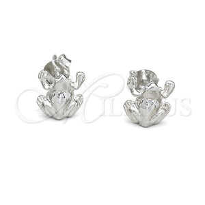 Arete Dormilona 02.392.0027 Plata Rodinada, Diseño de Rana, Pulido, Tono Plateado