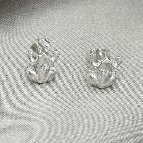 Arete Dormilona 02.392.0027 Plata Rodinada, Diseño de Rana, Pulido, Tono Plateado