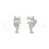 Arete Dormilona 02.392.0028 Plata Rodinada, Diseño de Delfín, Pulido, Tono Plateado