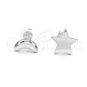 Arete Dormilona 02.392.0030 Plata Rodinada, Diseño de Luna, Pulido, Tono Plateado
