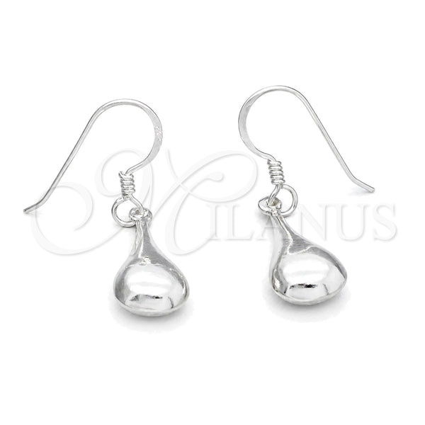 Arete Largo 02.392.0032 Plata Rodinada, Diseño de Hueco, Pulido, Tono Plateado
