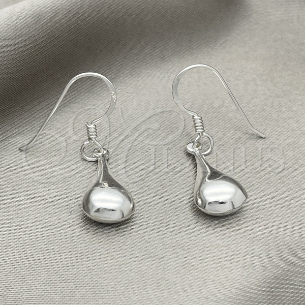Arete Largo 02.392.0032 Plata Rodinada, Diseño de Hueco, Pulido, Tono Plateado