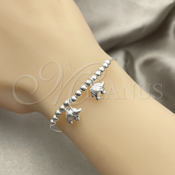 Pulsera de Dije 03.409.0002.07 Plata Rodinada, Diseño de Elefante, Pulido, Tono Plateado (7 Pulgadas de Largo)