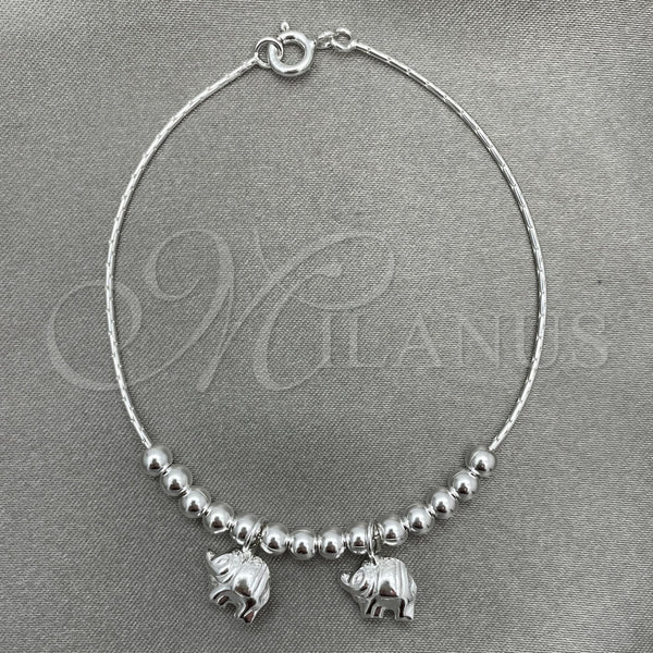 Pulsera de Dije 03.409.0002.07 Plata Rodinada, Diseño de Elefante, Pulido, Tono Plateado (7 Pulgadas de Largo)