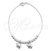Pulsera de Dije 03.409.0002.07 Plata Rodinada, Diseño de Elefante, Pulido, Tono Plateado (7 Pulgadas de Largo)