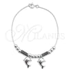 Pulsera de Dije 03.409.0003.07 Plata Rodinada, Diseño de Delfín, Pulido, Tono Plateado (7 Pulgadas de Largo)