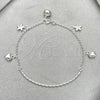Pulsera de Dije 03.409.0004.07 Plata Rodinada, Diseño de Corazón, Pulido, Tono Plateado (7 Pulgadas de Largo)