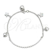Pulsera de Dije 03.409.0004.07 Plata Rodinada, Diseño de Corazón, Pulido, Tono Plateado (7 Pulgadas de Largo)
