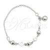 Pulsera de Dije 03.409.0005.07 Plata Rodinada, Diseño de Corazón, Pulido, Tono Plateado (7 Pulgadas de Largo)
