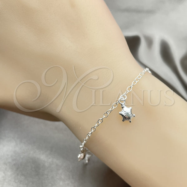 Pulsera de Dije 03.409.0006.07 Plata Rodinada, Diseño de Tortuga, Pulido, Tono Plateado (7 Pulgadas de Largo)