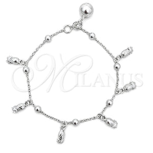 Pulsera de Dije 03.409.0008.07 Plata Rodinada, Diseño de Pina, Pulido, Tono Plateado (7 Pulgadas de Largo)