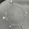 Pulsera de Dije 03.409.0009.07 Plata Rodinada, Diseño de Estrella, Pulido, Tono Plateado (7 Pulgadas de Largo)