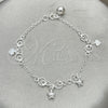 Pulsera de Dije 03.409.0009.07 Plata Rodinada, Diseño de Estrella, Pulido, Tono Plateado (7 Pulgadas de Largo)