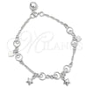 Pulsera de Dije 03.409.0009.07 Plata Rodinada, Diseño de Estrella, Pulido, Tono Plateado (7 Pulgadas de Largo)