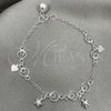 Pulsera de Dije 03.409.0009.07 Plata Rodinada, Diseño de Estrella, Pulido, Tono Plateado (7 Pulgadas de Largo)