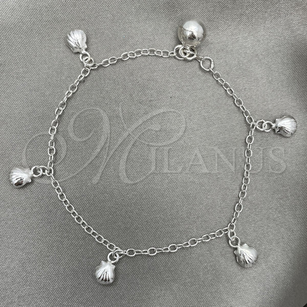 Pulsera de Dije 03.409.0010.07 Plata Rodinada, Diseño de Concha, Pulido, Tono Plateado (7 Pulgadas de Largo)
