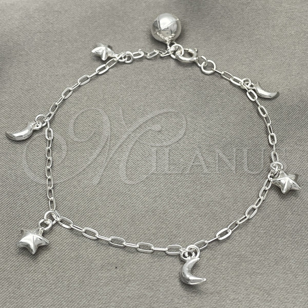 Pulsera de Dije 03.409.0018.07 Plata Rodinada, Diseño de Delfín, Pulido, Tono Plateado (7 Pulgadas de Largo)
