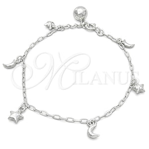 Pulsera de Dije 03.409.0018.07 Plata Rodinada, Diseño de Delfín, Pulido, Tono Plateado (7 Pulgadas de Largo)