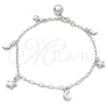 Pulsera de Dije 03.409.0018.07 Plata Rodinada, Diseño de Delfín, Pulido, Tono Plateado (7 Pulgadas de Largo)