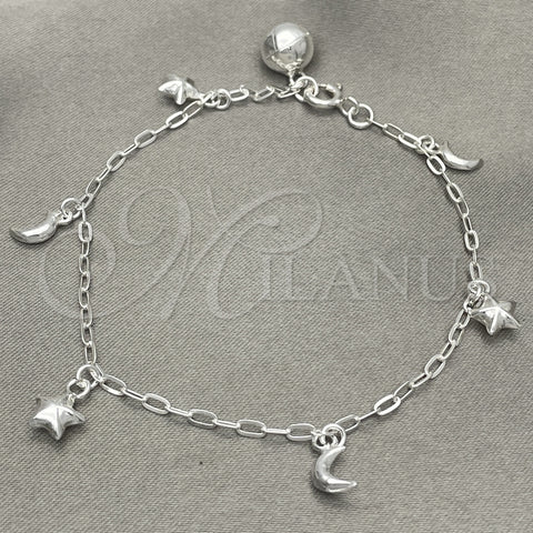 Pulsera de Dije 03.409.0018.07 Plata Rodinada, Diseño de Delfín, Pulido, Tono Plateado (7 Pulgadas de Largo)