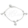 Pulsera de Dije 03.409.0019.07 Plata Rodinada, Diseño de Estrella, Pulido, Tono Plateado (7 Pulgadas de Largo)
