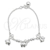 Pulsera de Dije 03.409.0020.07 Plata Rodinada, Diseño de Elefante, Pulido, Tono Plateado (7 Pulgadas de Largo)