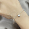Pulsera de Dije 03.409.0021.07 Plata Rodinada, Diseño de Gato, Pulido, Tono Plateado (7 Pulgadas de Largo)
