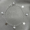 Pulsera de Dije 03.409.0021.07 Plata Rodinada, Diseño de Gato, Pulido, Tono Plateado (7 Pulgadas de Largo)