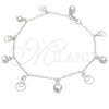 Tobillera de Dije 03.409.0031.10 Plata Rodinada, Diseño de Corazón, Pulido, Tono Plateado (10 Pulgadas de Largo)