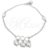 Tobillera de Dije 03.409.0035.10 Plata Rodinada, Diseño de Elefante, Pulido, Tono Plateado (10 Pulgadas de Largo)