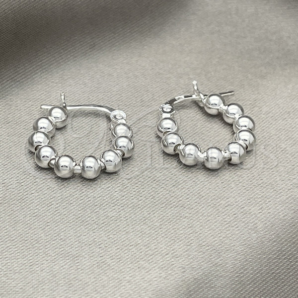 Argolla Pequeña 02.409.0002.15 Plata Rodinada, Diseño de Bola, Pulido, Tono Plateado