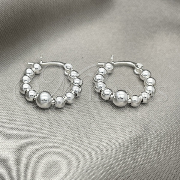 Argolla Pequeña 02.409.0003.15 Plata Rodinada, Diseño de Bola, Pulido, Tono Plateado