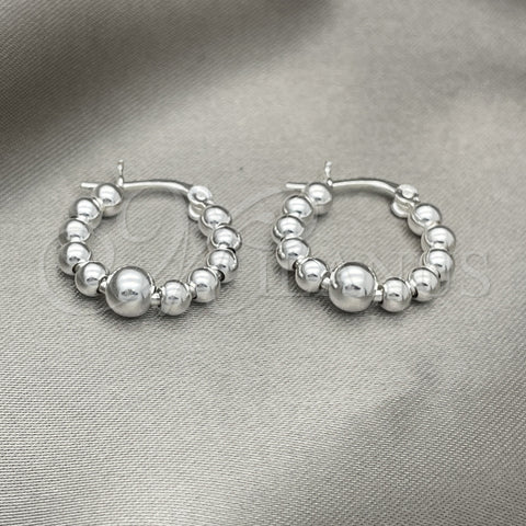 Argolla Pequeña 02.409.0003.15 Plata Rodinada, Diseño de Bola, Pulido, Tono Plateado