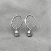 Arete Largo 02.409.0005.08 Plata Rodinada, Diseño de Bola, Pulido, Tono Plateado
