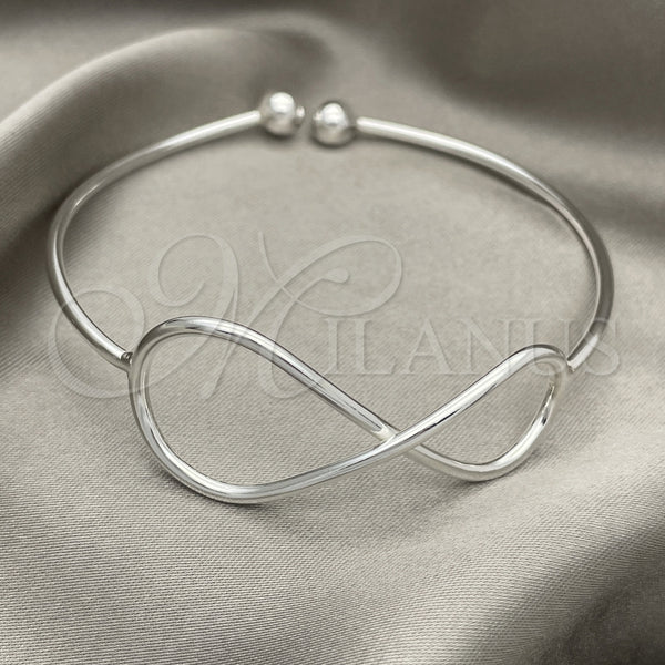 Aro Individual 07.409.0002 Plata Rodinada, Diseño de Infinito, Pulido, Tono Plateado (Grosor 04 MM, Talla Unica)