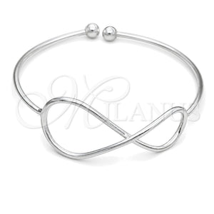 Aro Individual 07.409.0002 Plata Rodinada, Diseño de Infinito, Pulido, Tono Plateado (Grosor 04 MM, Talla Unica)