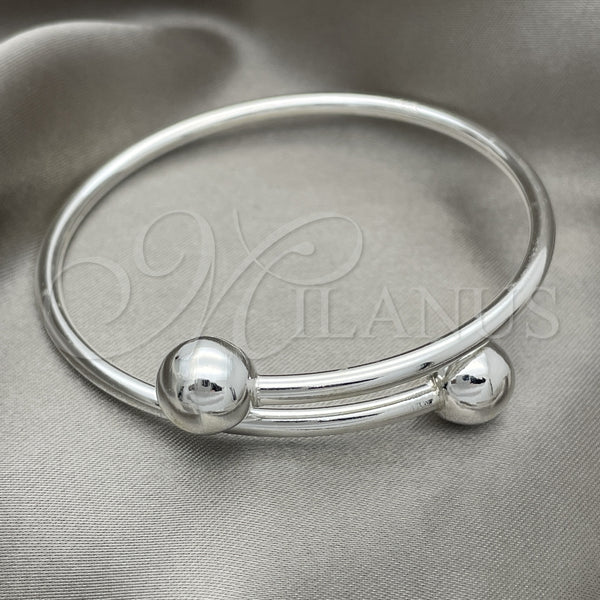 Aro Individual 07.409.0004 Plata Rodinada, Diseño de Bola, Pulido, Tono Plateado (Grosor 04 MM, Talla Unica)