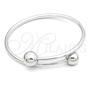 Aro Individual 07.409.0004 Plata Rodinada, Diseño de Bola, Pulido, Tono Plateado (Grosor 04 MM, Talla Unica)