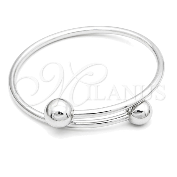 Aro Individual 07.409.0004 Plata Rodinada, Diseño de Bola, Pulido, Tono Plateado (Grosor 04 MM, Talla Unica)