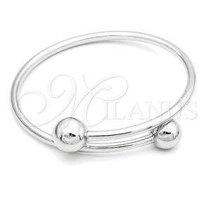 Aro Individual 07.409.0004 Plata Rodinada, Diseño de Bola, Pulido, Tono Plateado (Grosor 04 MM, Talla Unica)