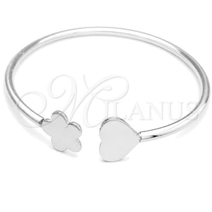 Aro Individual 07.409.0007 Plata Rodinada, Diseño de Corazón, Pulido, Tono Plateado (Grosor 04 MM, Talla Unica)